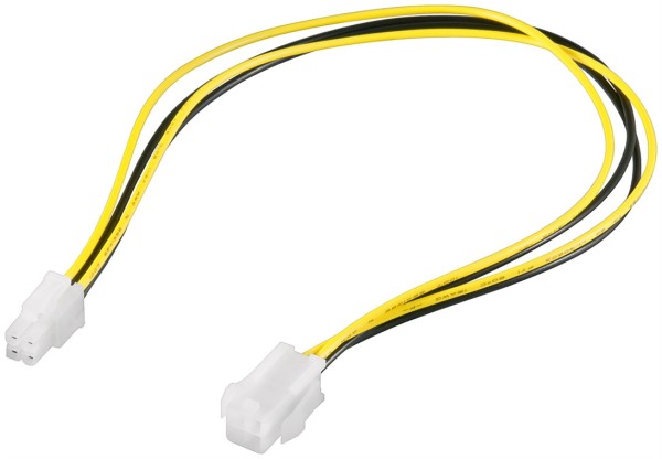 goobay Internes PC Stromkabel 4 Pin P4 Stecker auf 4 Pin P4 Buchse schwarz/gelb 0,37 m (Bulk)