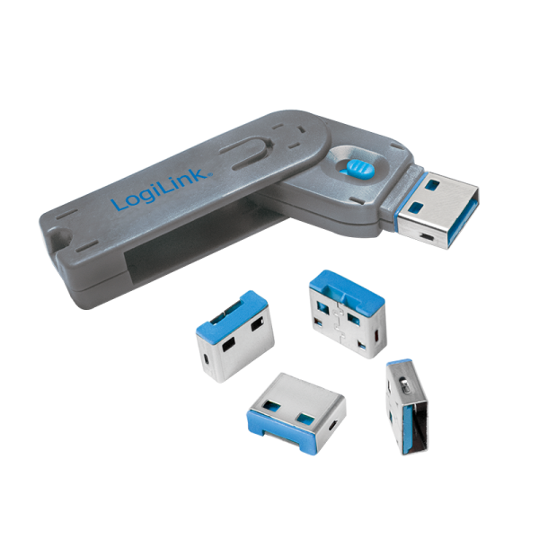 LogiLink USB Port Schloss 1 x Schlüssel und 4 x Schlösser (5er Set)