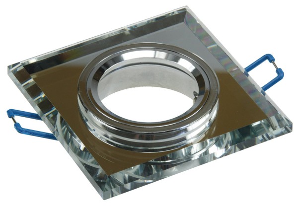 ChiliTec Decken-Einbaustrahler Crystal Q90 starr, 90x90mm, für 50mm Lampen, silber
