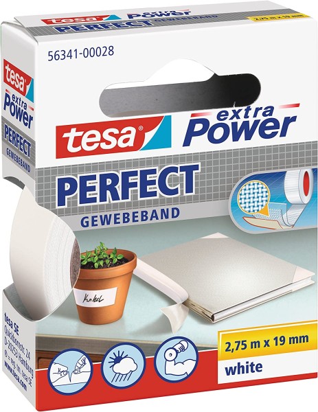 tesa Gewebeband extra Power Perfect weiß 2,75 m x 19 mm