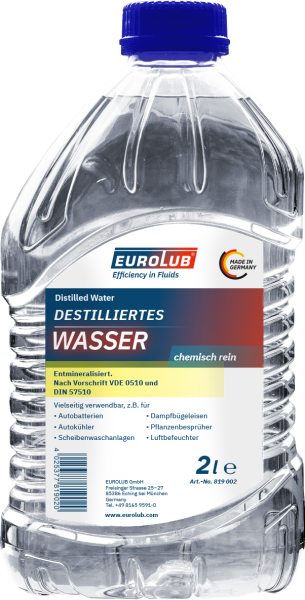 EUROLUB Destilliertes Wasser 2 L, Destilliertes Wasser, Flüssigkeiten, Rund ums Fahrzeug