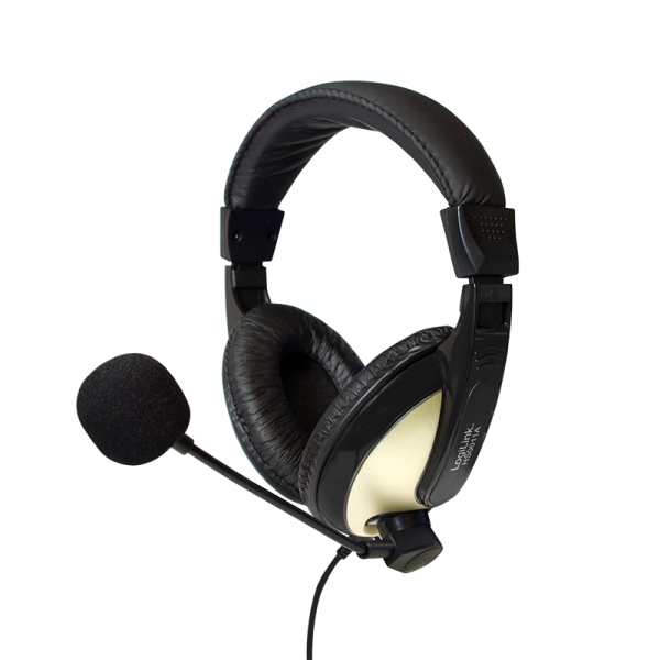 LogiLink Stereo Headset mit hohem Tragekomfort schwarz/gold /1er Blister)