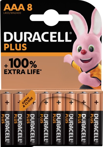 Duracell Plus Alkaline Micro AAA LR03 1.5 V (8er Blister)