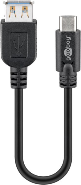 goobay Sync & Charge Super Speed Verlängerungskabel USB C auf USB A 3.0 schwarz 0,2 m
