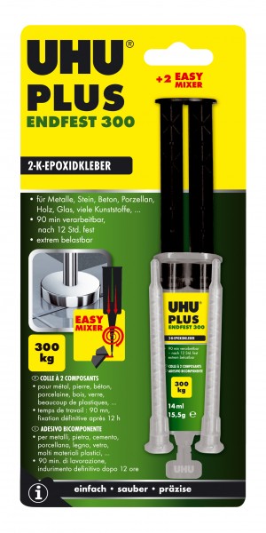 UHU Plus 2K-Klebstoff mit integriertem Mischer, 15 g