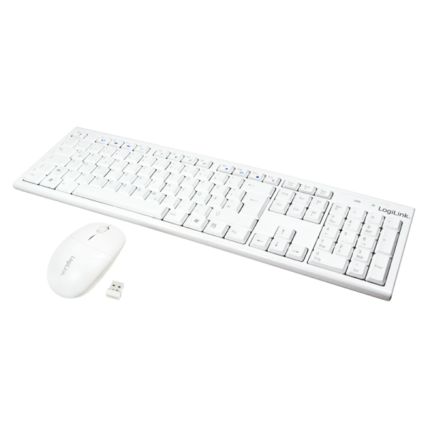 LogiLink 2.4 GHz Tastatur Maus Kombination Funk weiß (1er Faltschachtel)