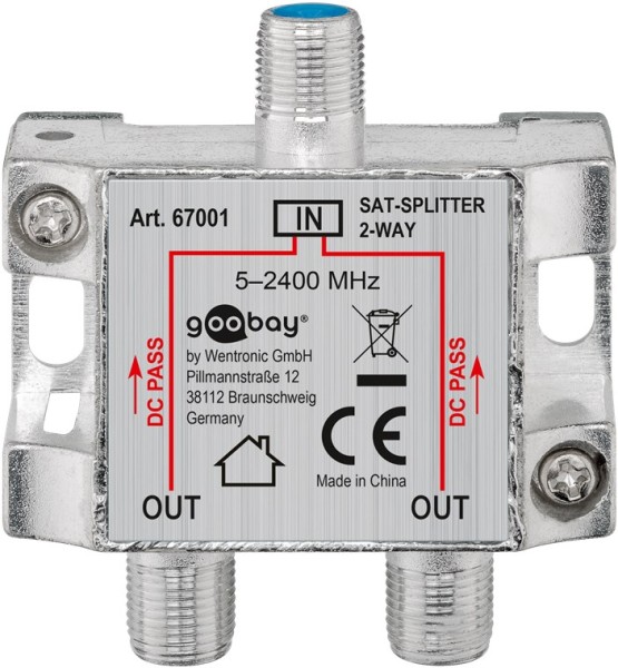 goobay Sat-Verteiler 2-fach 5-2450 MHz - digital-tauglich (100dB)