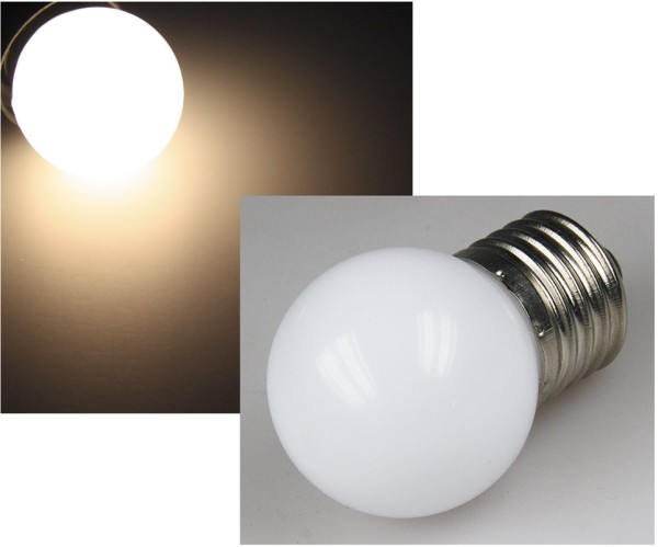 ChiliTec LED Tropfenlampe E27, 40mm Ø, warmweiß 9 SMD LEDs, 3000k, 30lm, 120°, 230V/0,4W