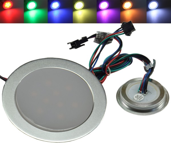 ChiliTec LED Einbauleuchte EBL Slim RGB IP67, 6 RGB LEDs, Alu matt, Ø55mm