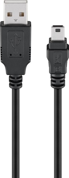 goobay USB 2.0 Hi-Speed Kabel A Stecker auf B Mini Stecker 5 polig schwarz 3 m