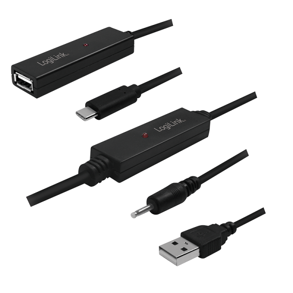 LogiLink Aktives USB C 2.0 Kabel auf Verstärker schwarz 40 m