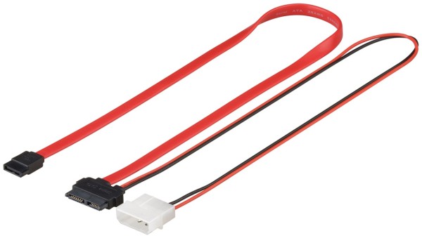 goobay HDD SATA SlimLine Kabel 1,5 Gbit/s 3 Gbit/s 2 in 1 rot 0,3 m