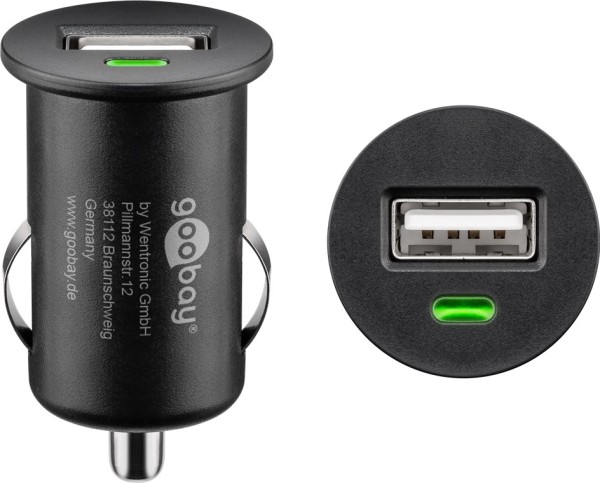 goobay USB Autoladegerät mit 5 W max. 1,0 a12/24 V schwarz (1er Softpack)