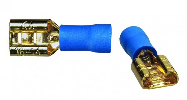 Sinuslive Flachstecker 6,3mm blau für Kabel 1,5mm² - 2,5mm² 10 Stück