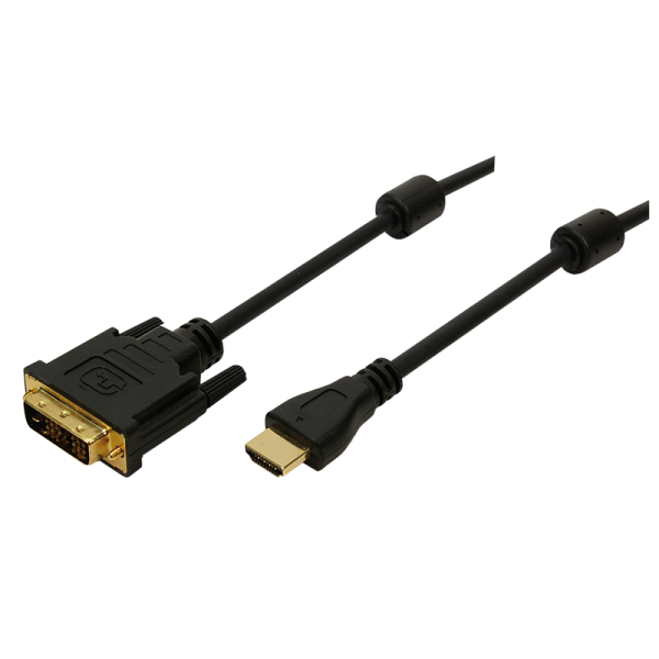 LogiLink HDMI Kabel auf DVI D Ferrit vergoldet 2 m
