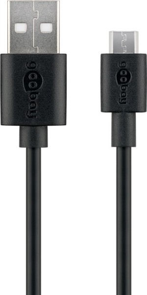 goobay Micro USB Lade und Synchronisationskabel für Android Geräte schwarz 2 m