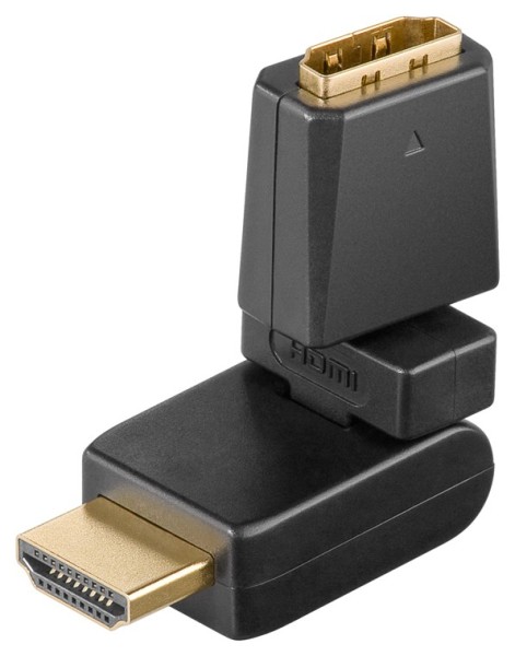 goobay HDMI Adapter HDMI+ A Buchse auf HDMI+ A Stecker abwinkelbar vergoldet