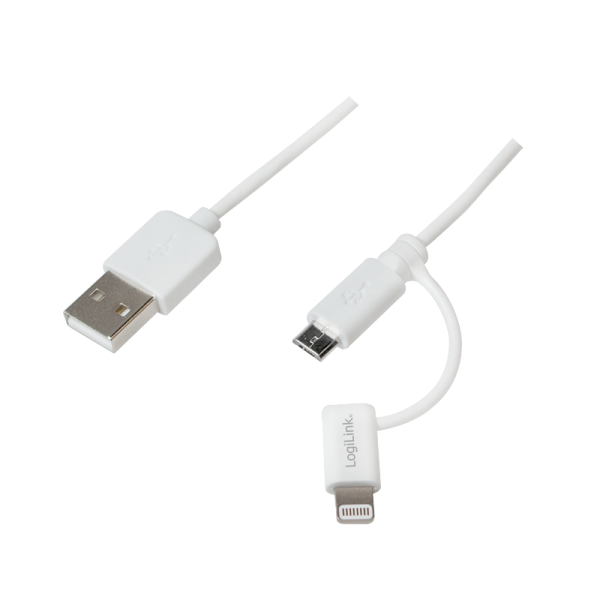 LogiLink USB 2.0 Kabel USB A auf Micro USB Metall weiß 1 m