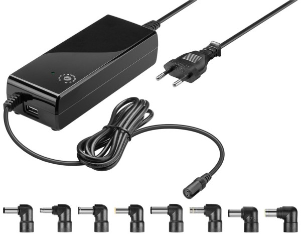 goobay Notebook Netzteil inkl. USB und 8x DC Adaptern 12-22 V max. 6 A schwarz (1er Faltschachtel)