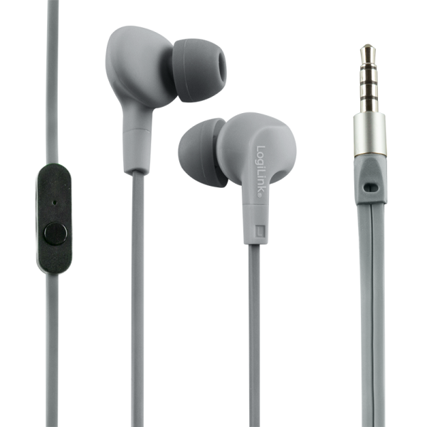 LogiLink Wassergeschütztes IPX6 Stereo In Ear Headset grau (1er Blister)