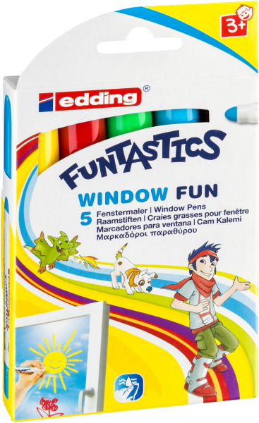 edding 16 Funtastics Window Fun Kinderfenstermaler sortiert (5er Faltschachtel)