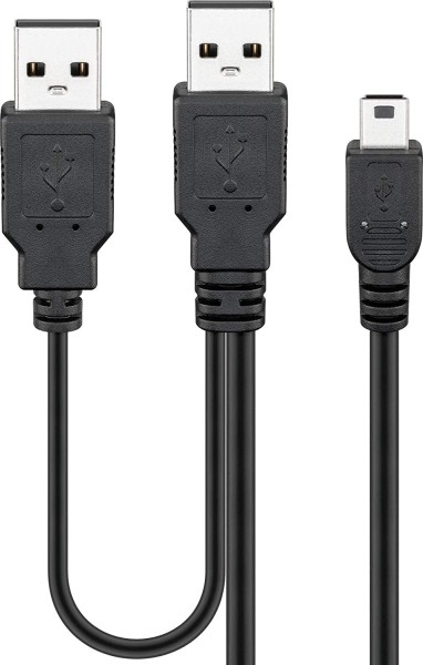goobay USB 2.0 Hi-Speed Dual Power Kabel schwarz 0,6 m