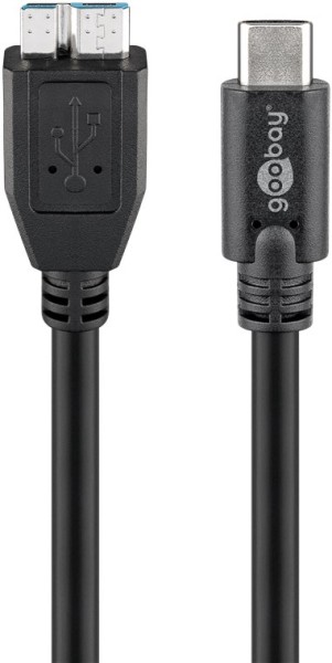 goobay USB C auf Micro B 3.0 Kabel schwarz 1 m