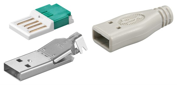 goobay USB A Stecker zur werkzeugfreien Crimp Montage inkl. Tülle (Bulk)