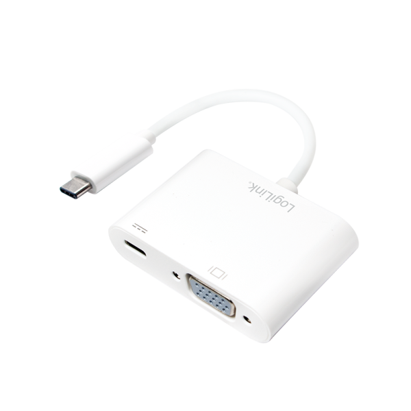 LogiLink USB C 3.2 auf VGA Adapter 1080p PD weiß 0,14 m (1er Blister)